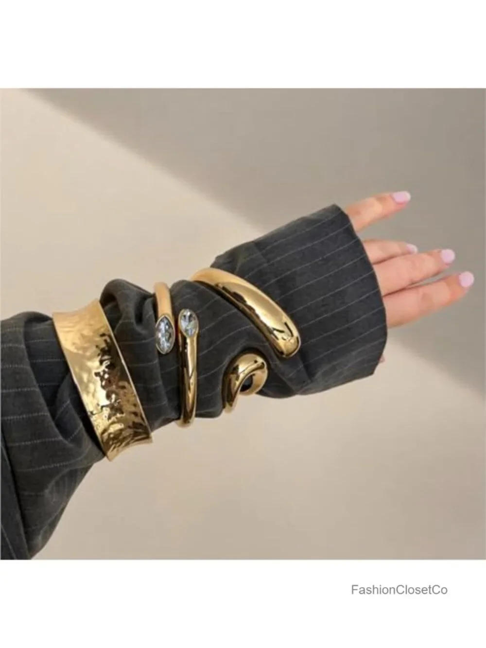 Chunky Bangle Bracelet Set of 3 – Sculptural Statement Cuff Stack Modern